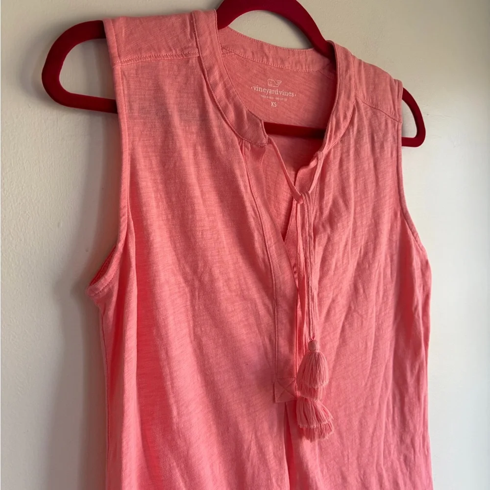 Vineyard Vines Sleeveless Tassel Tie Neck Cotton Dress Size XS - Picture 2 of 5